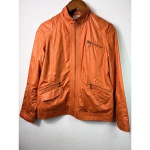 Zenergy by Chico's Women Jacket Orange Size 1 Snakeskin Print Full Zip Mock Neck